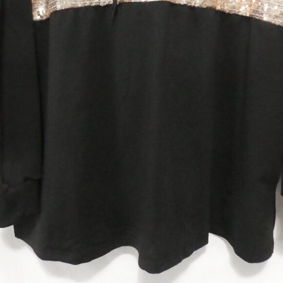 SHEIN - Curve | 2XL | Contrast Gold Sequin Drop Shoulder Drawstring Black Hoodie - Picture 9 of 16